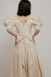 80s Taffeta Bow Detail Dress
