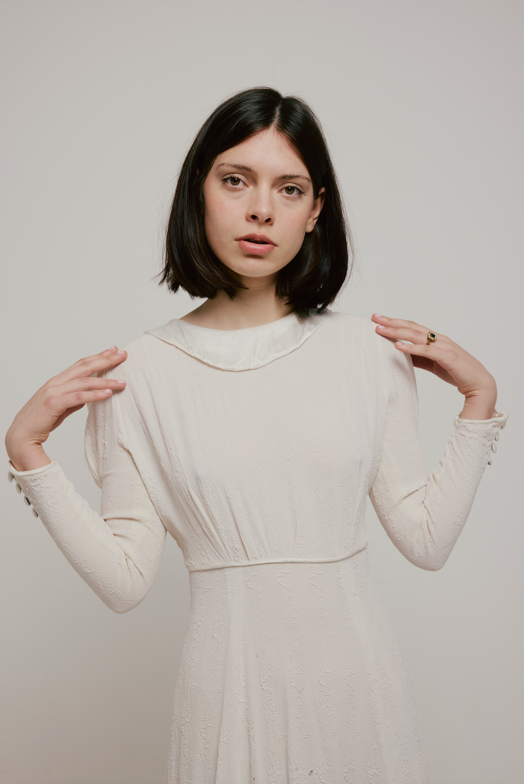 30s Floral Collared A-line Dress