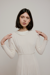 30s Floral Collared A-line Dress