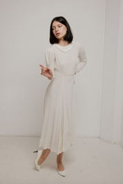 30s Floral Collared A-line Dress