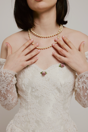70s Lace and Satin Basque Waist Dress