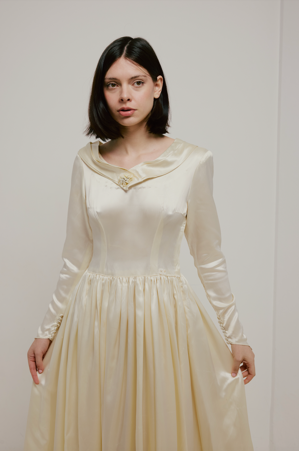 50s Liquid Silk Sequin Detail Dress