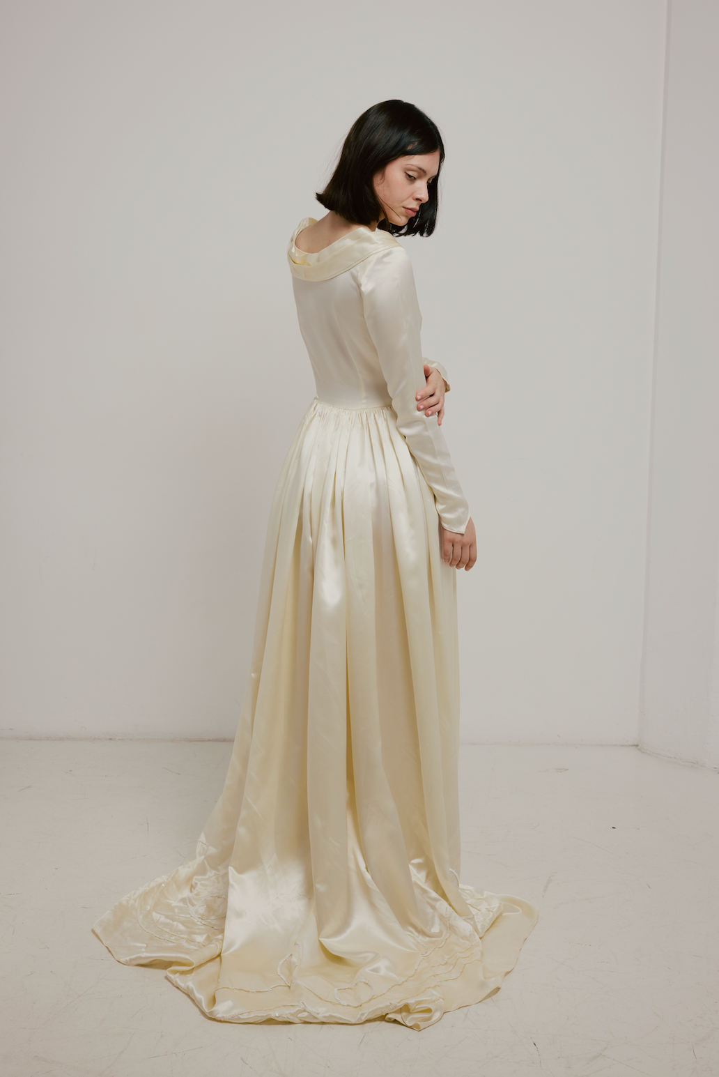 50s Liquid Silk Sequin Detail Dress