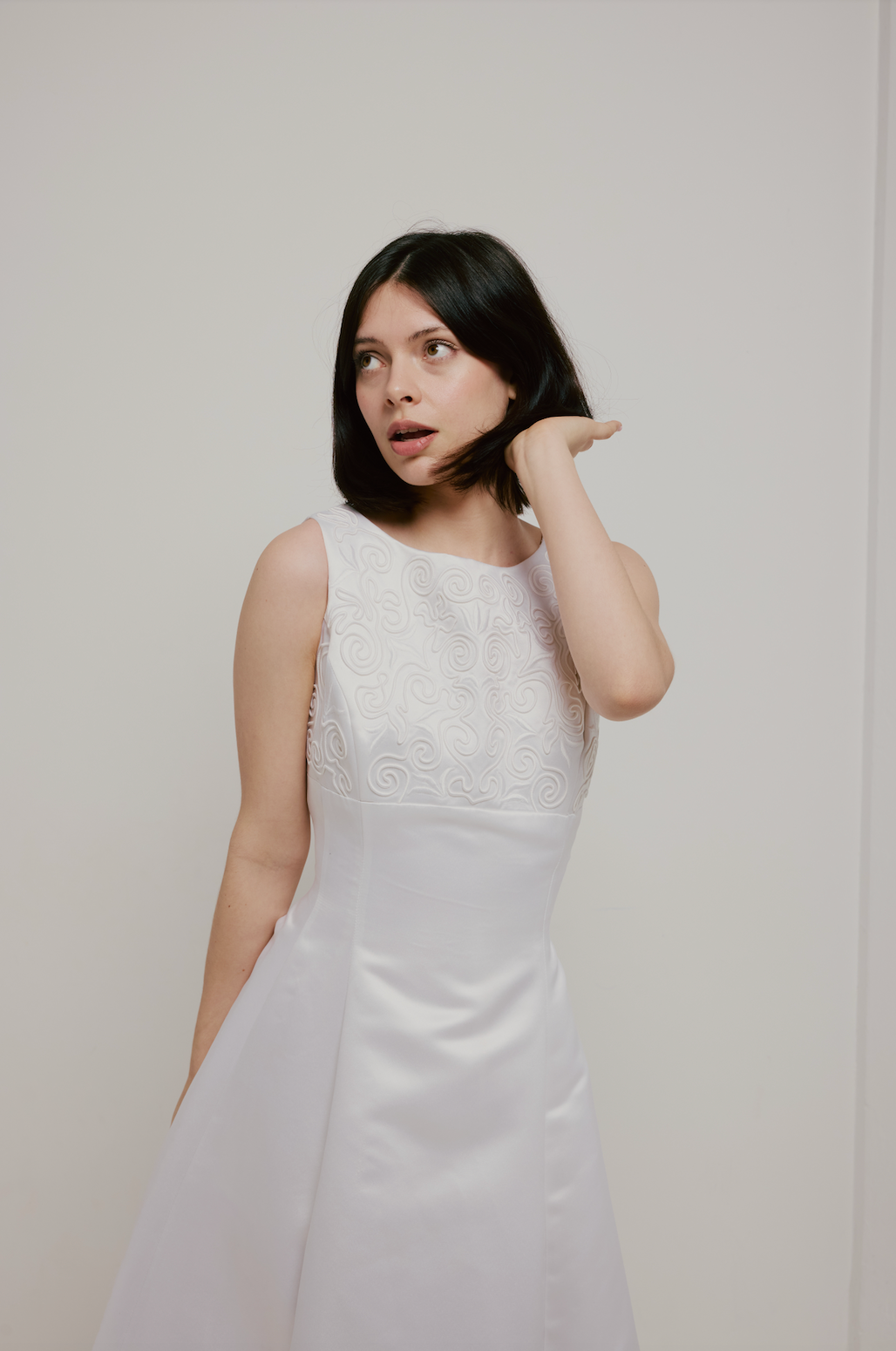 90s Satin Swirl Detail Jessica McClintock Dress