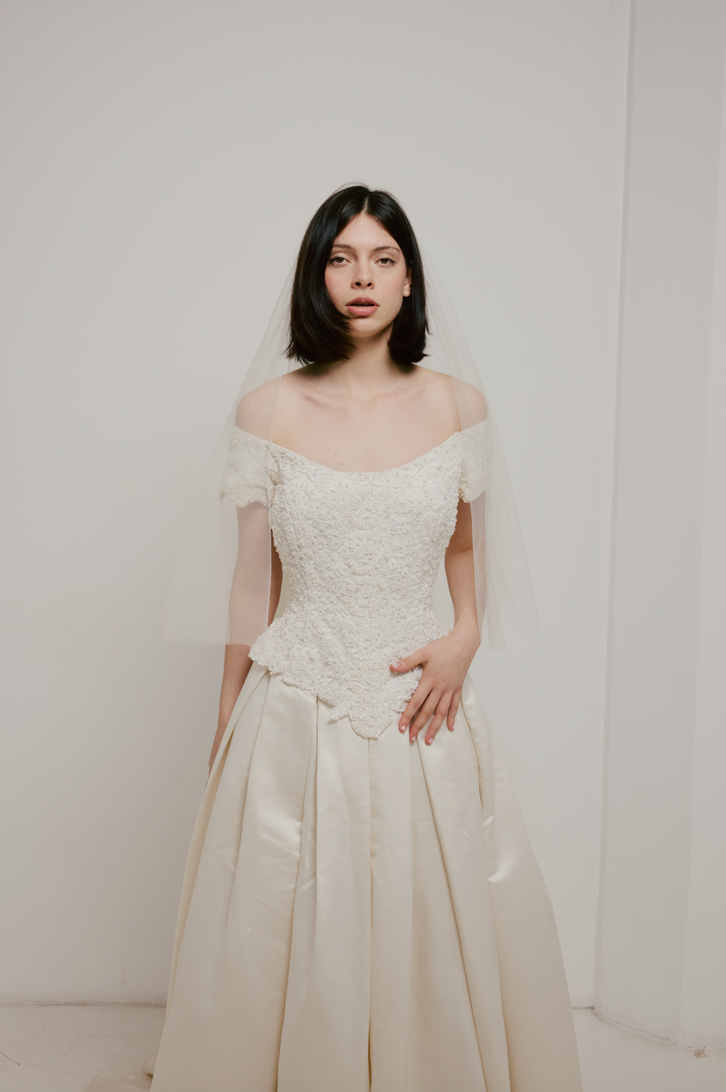 90s Beaded Lace Bodice Satin Skirt Dress