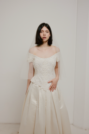90s Beaded Lace Bodice Satin Skirt Dress