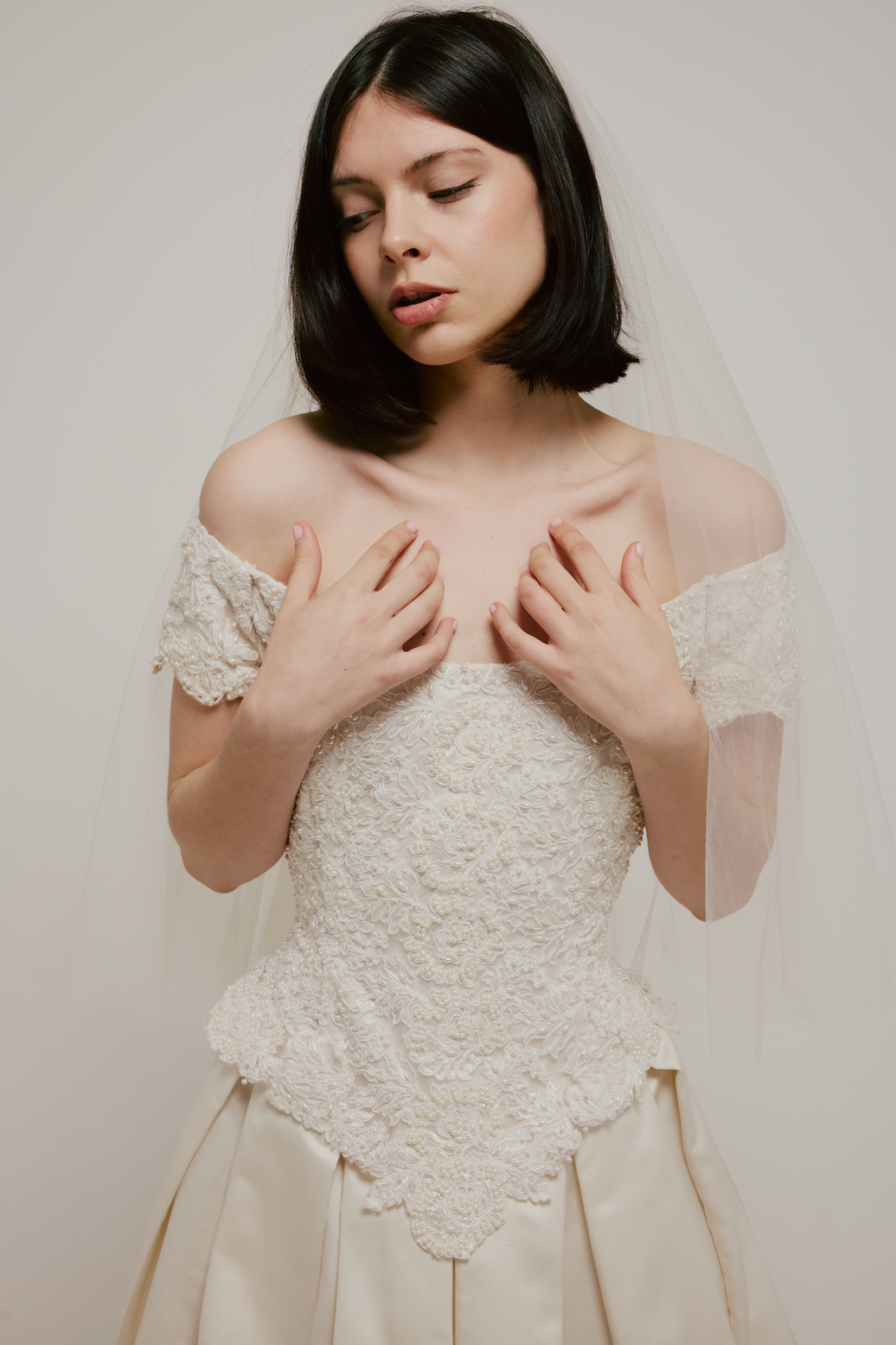 90s Beaded Lace Bodice Satin Skirt Dress