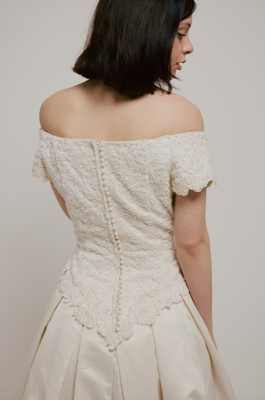 90s Beaded Lace Bodice Satin Skirt Dress
