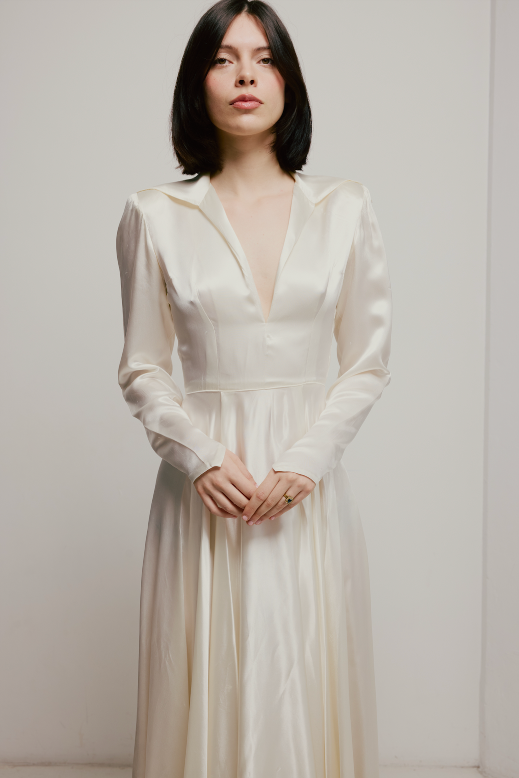 40s Liquid Silk Collared Dress