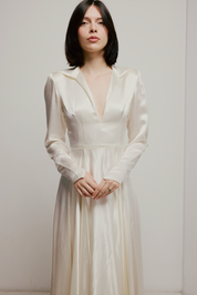 40s Liquid Silk Collared Dress