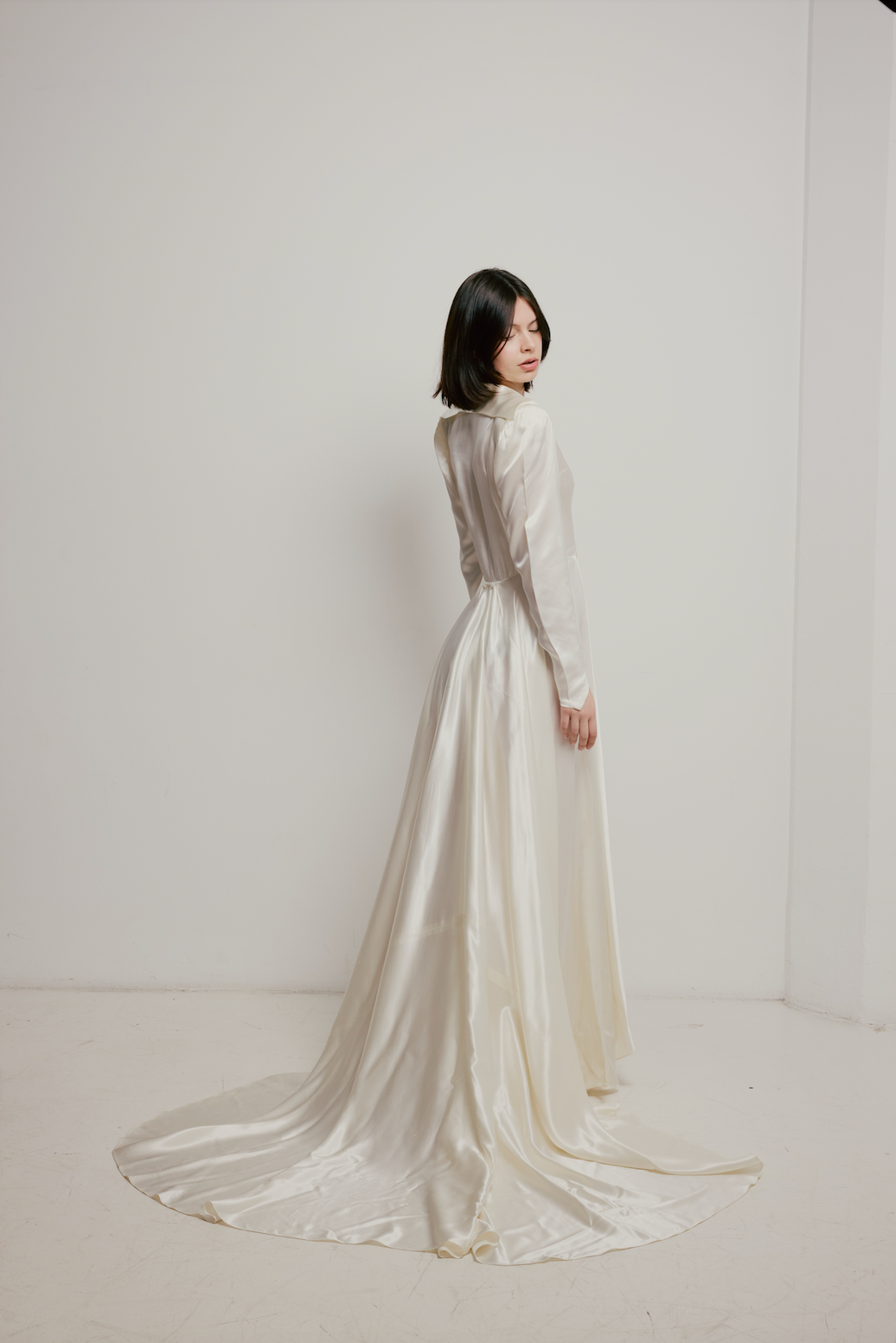 40s Liquid Silk Collared Dress