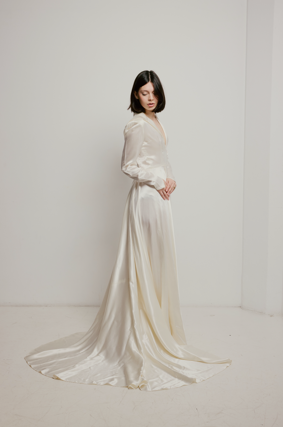 40s Liquid Silk Collared Dress