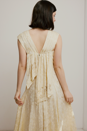 20s Embossed Silk Pleat and Bead Detail Dress