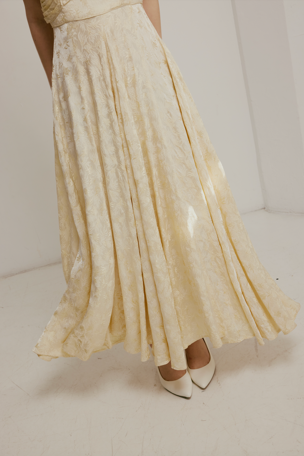 20s Embossed Silk Pleat and Bead Detail Dress