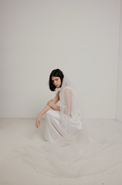50s Bow Trim Cathedral Veil with Blusher