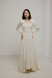40s Two Piece Embossed Satin Waistcoat Dress