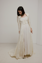 40s Two Piece Embossed Satin Waistcoat Dress