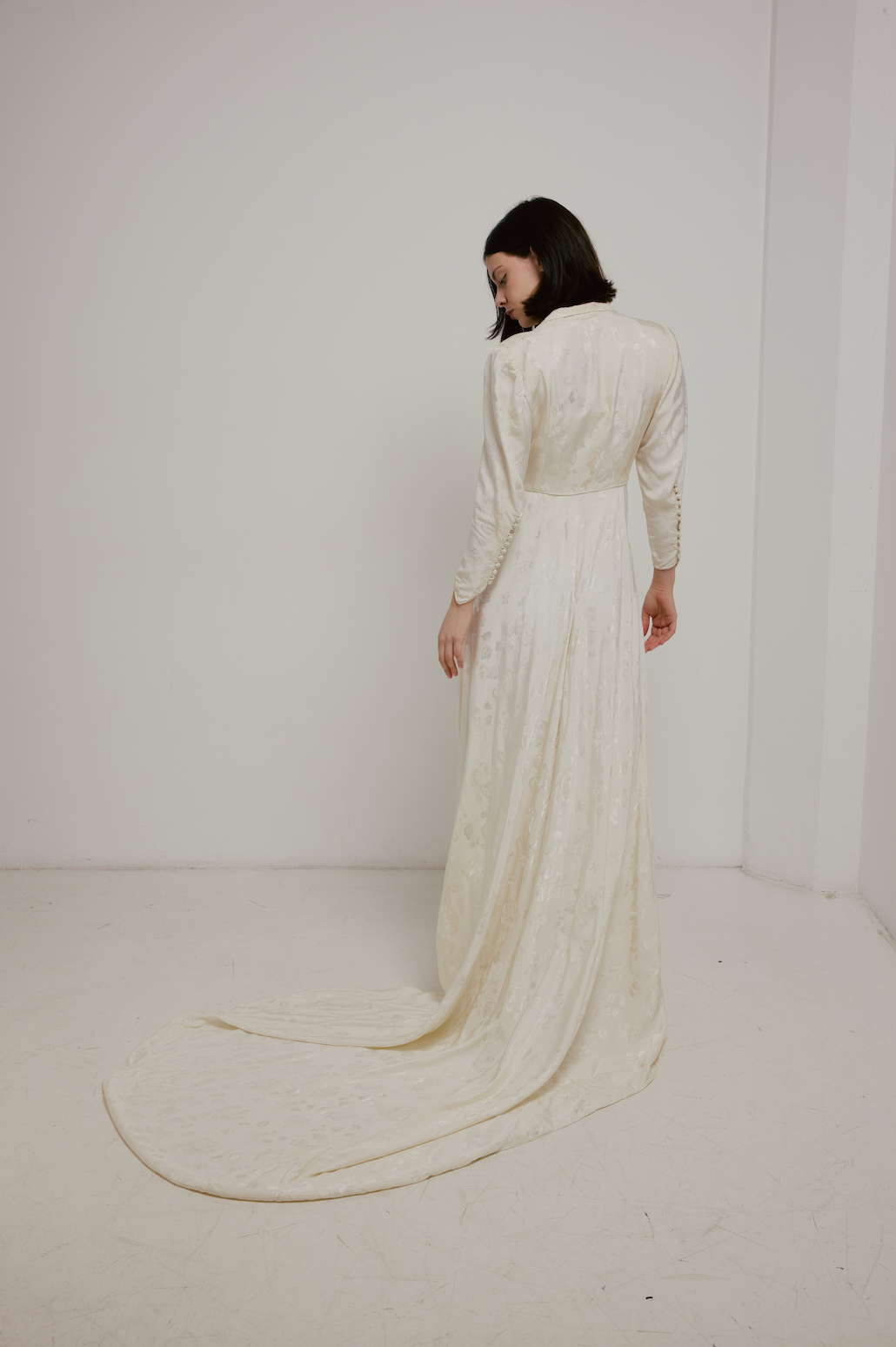 40s Two Piece Embossed Satin Waistcoat Dress