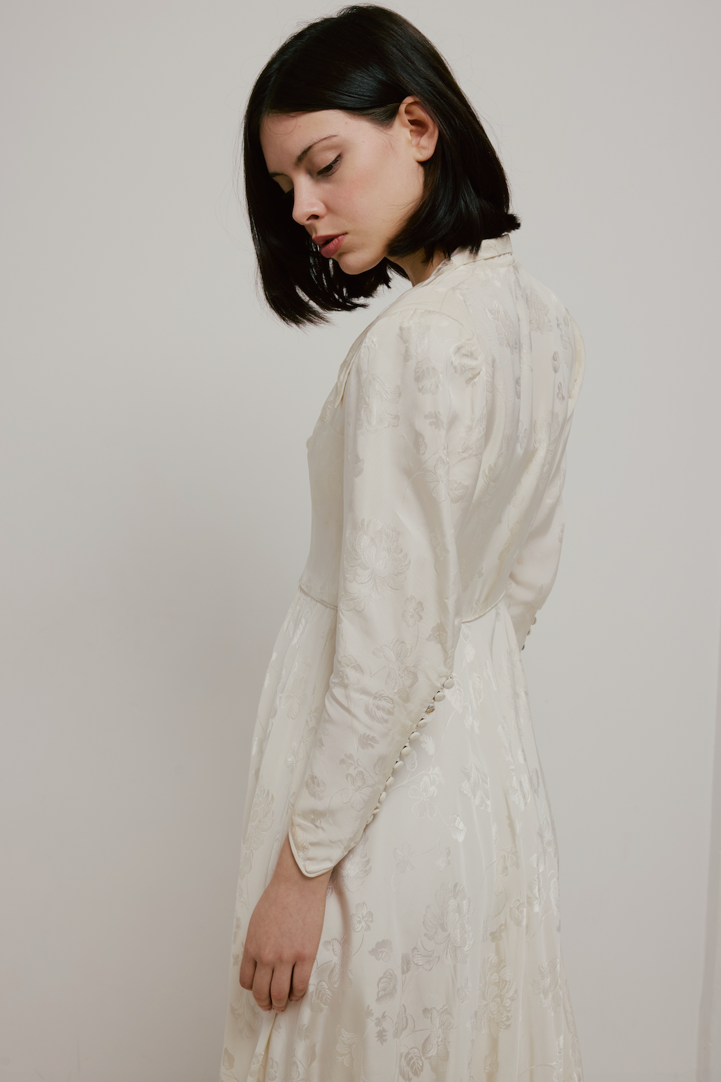 40s Two Piece Embossed Satin Waistcoat Dress