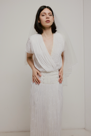 80s Double Breasted Pleat Detail Dress