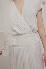 80s Double Breasted Pleat Detail Dress