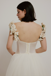 90s Corset Silk Flower Detail Ballgown