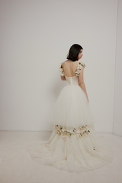 90s Corset Silk Flower Detail Ballgown