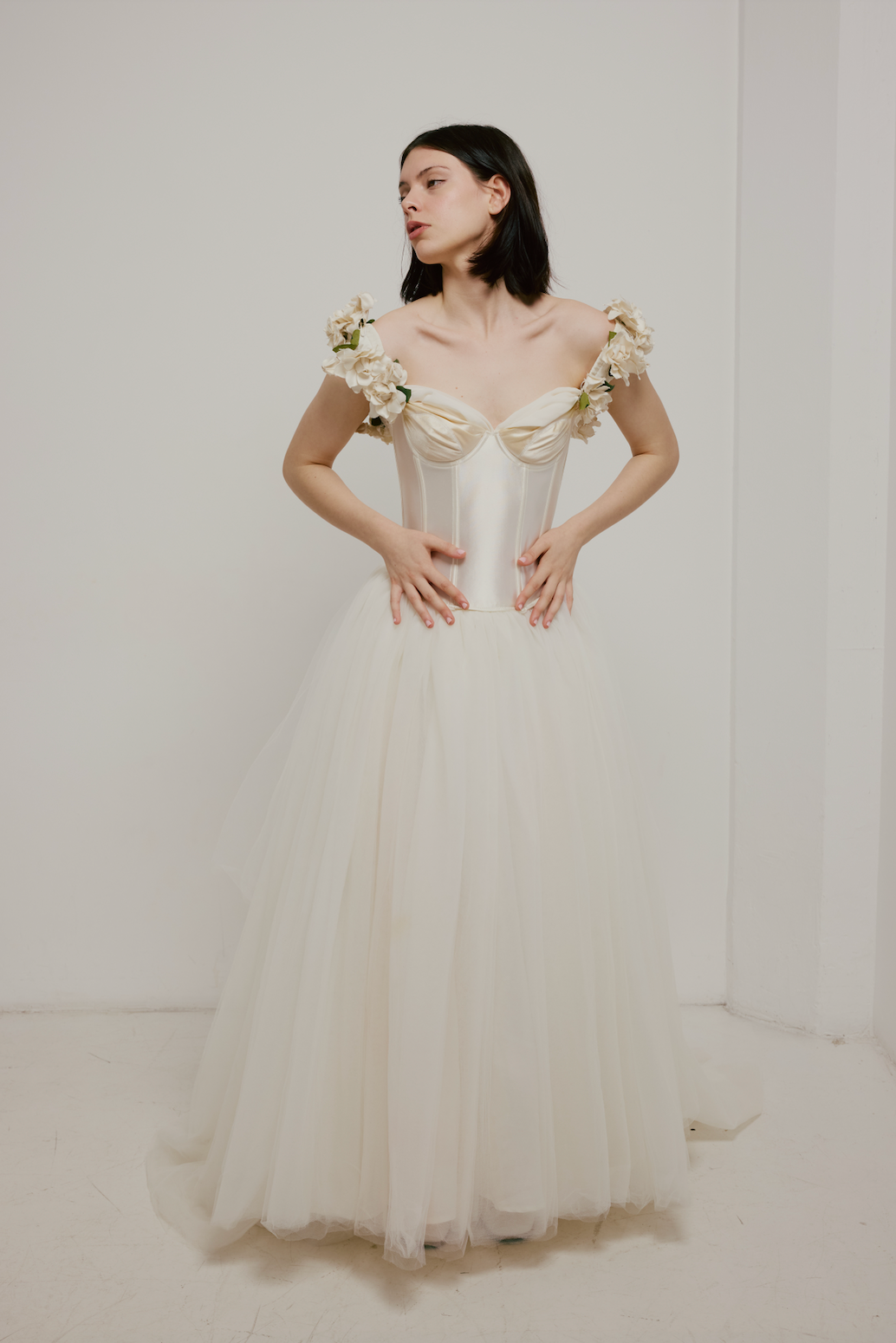 90s Corset Silk Flower Detail Ballgown