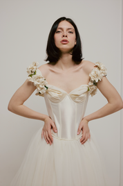 90s Corset Silk Flower Detail Ballgown