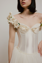 90s Corset Silk Flower Detail Ballgown