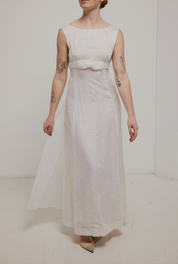 50s Embroidered Organza A-line Dress