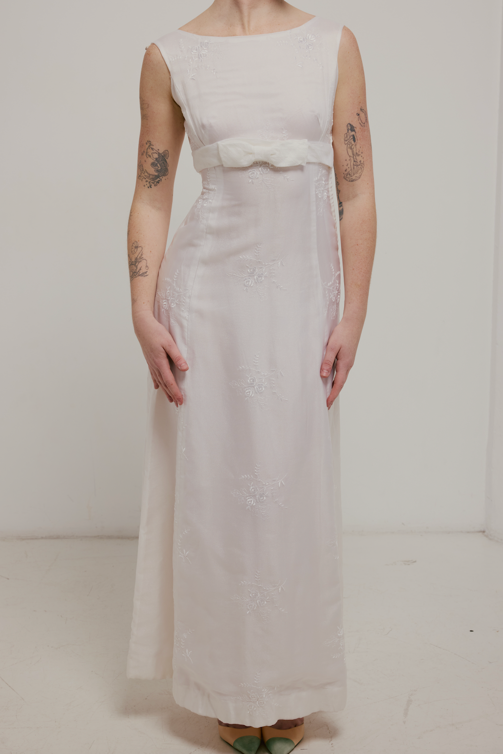 50s Embroidered Organza A-line Dress