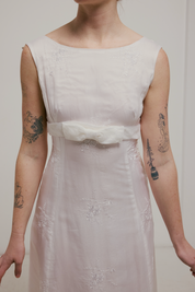 50s Embroidered Organza A-line Dress