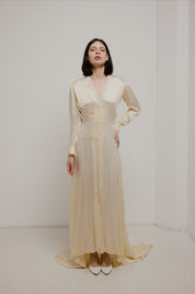 30s Silk and Lace Collar Dress