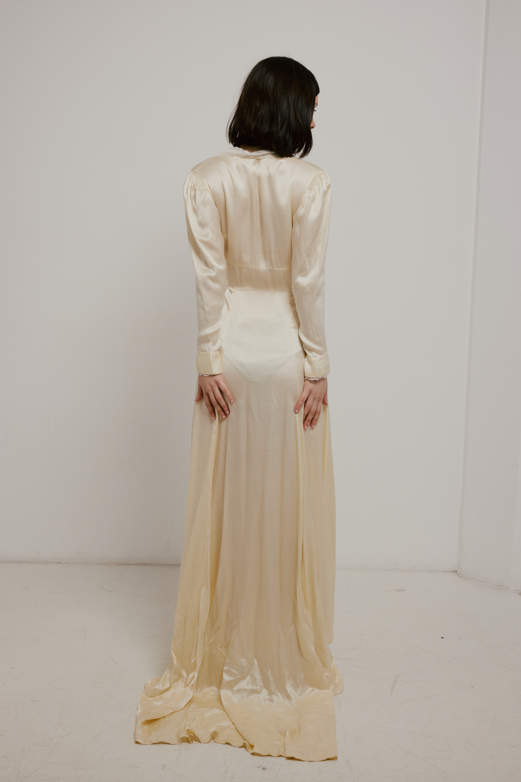 30s Silk and Lace Collar Dress