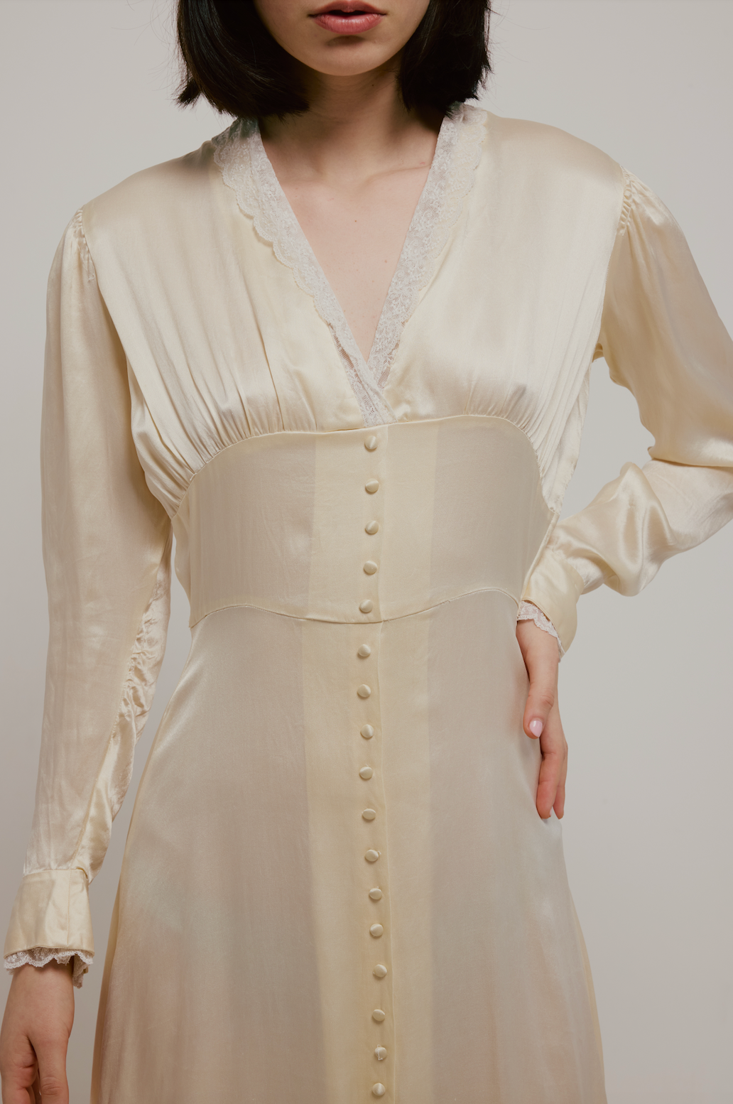 30s Silk and Lace Collar Dress