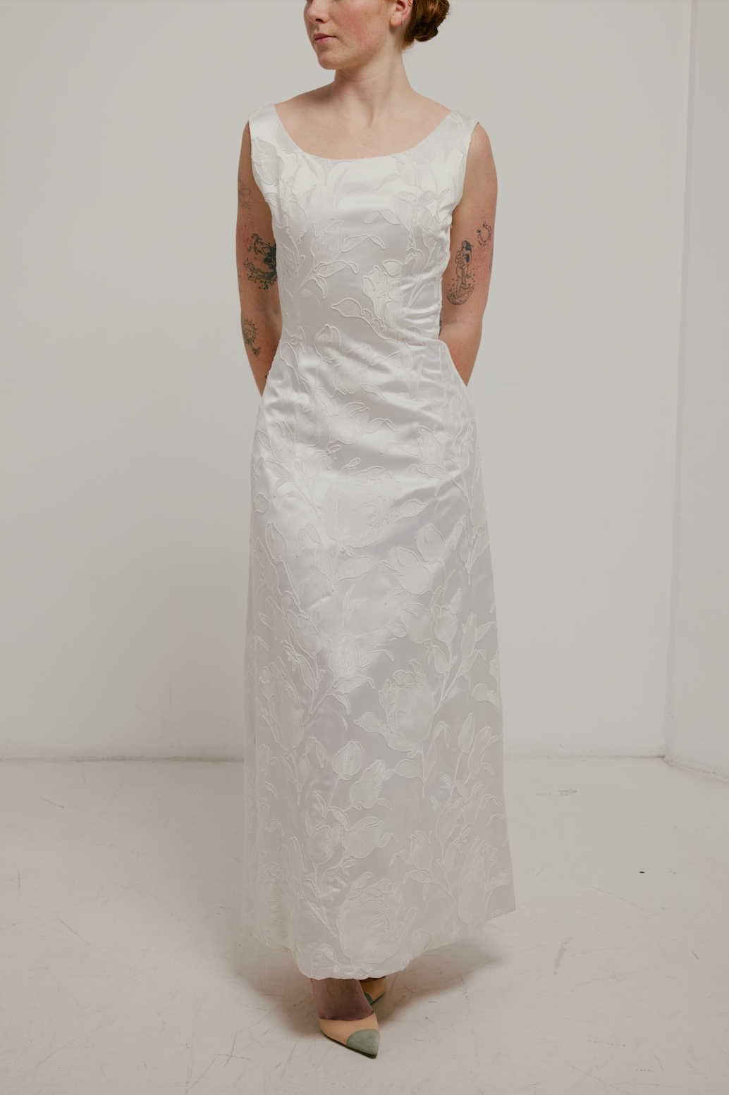 50s Satin Jacquard Dress
