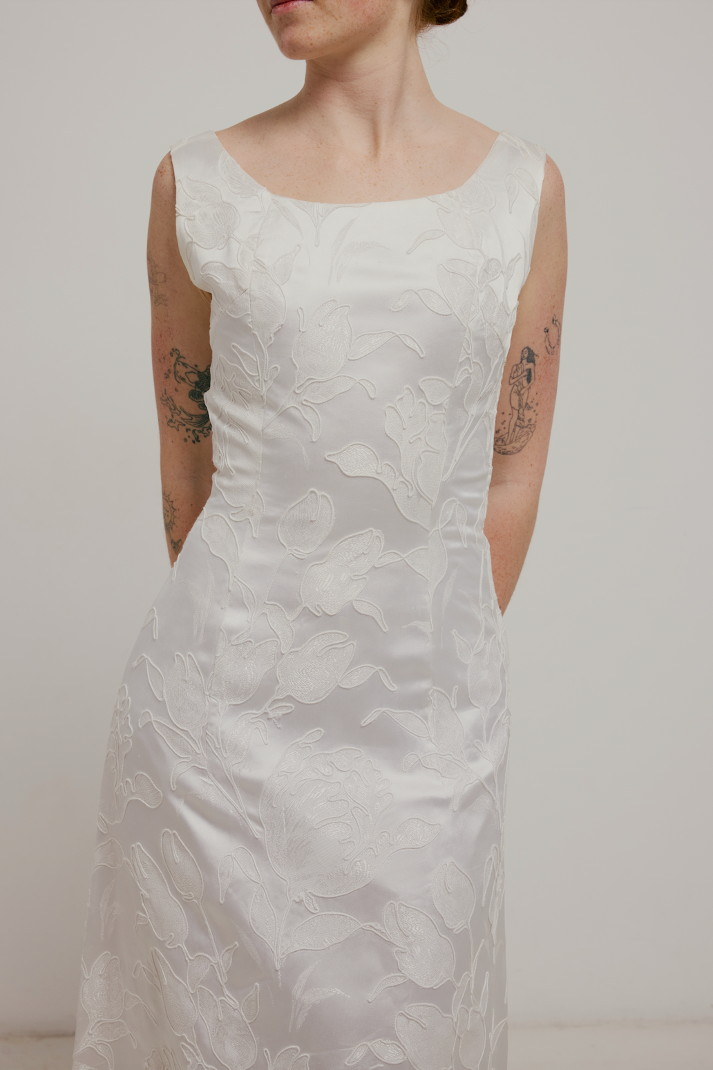 50s Satin Jacquard Dress
