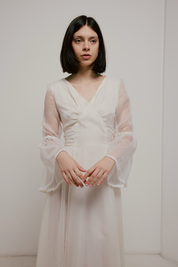 70s Bell Sleeve Daisy Lace Detail Dress