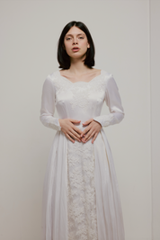50s Lace and Satin Appliqué Dress