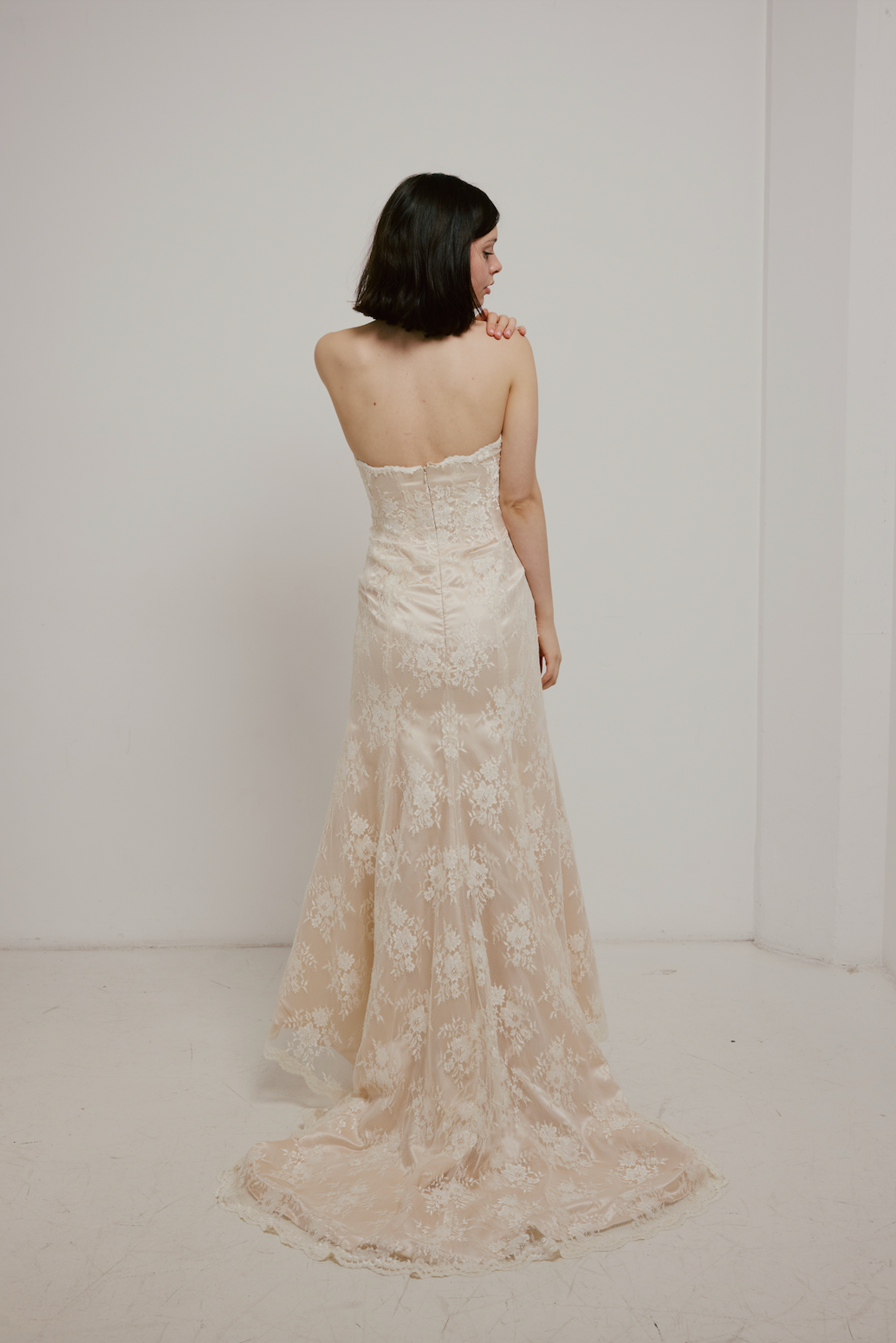 90s Lace Strapless Mermaid Dress