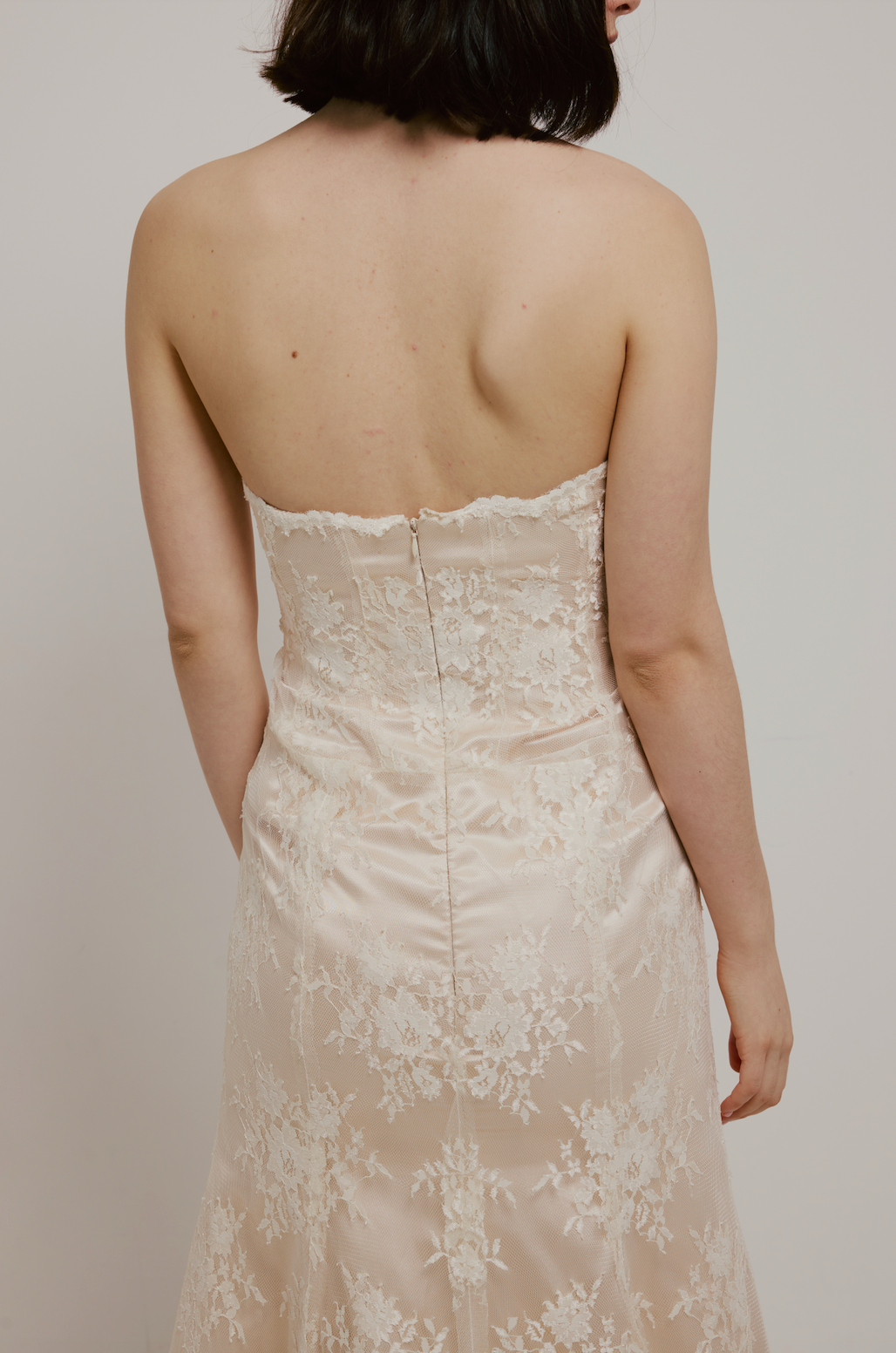 90s Lace Strapless Mermaid Dress