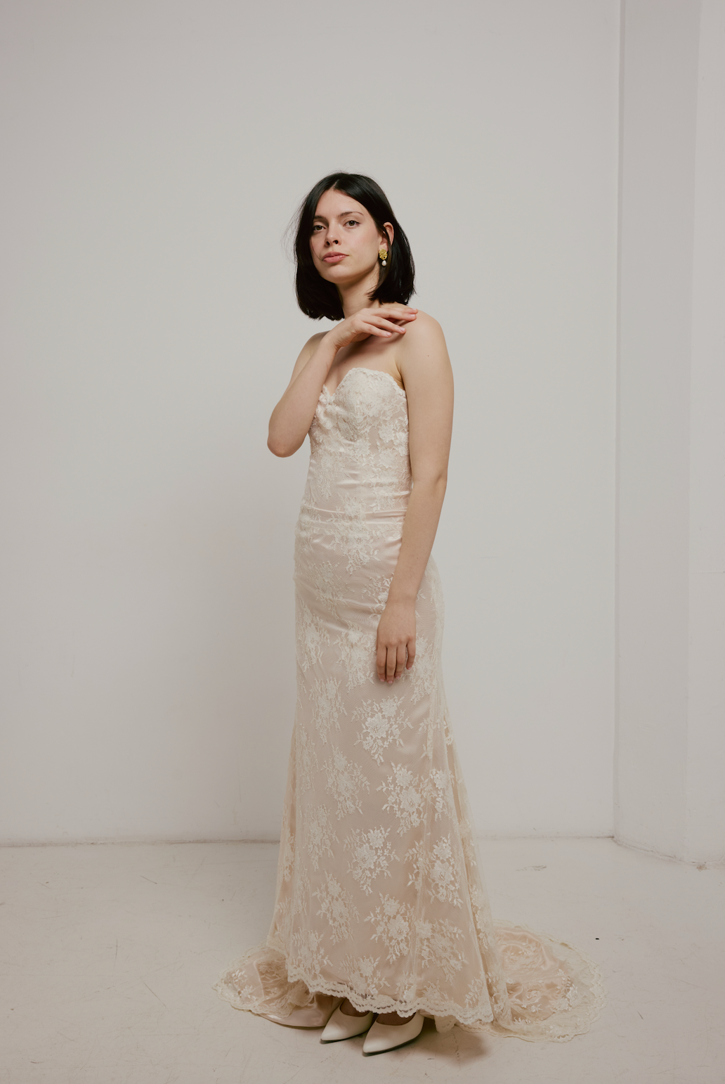 90s Lace Strapless Mermaid Dress