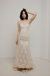 90s Lace Strapless Mermaid Dress
