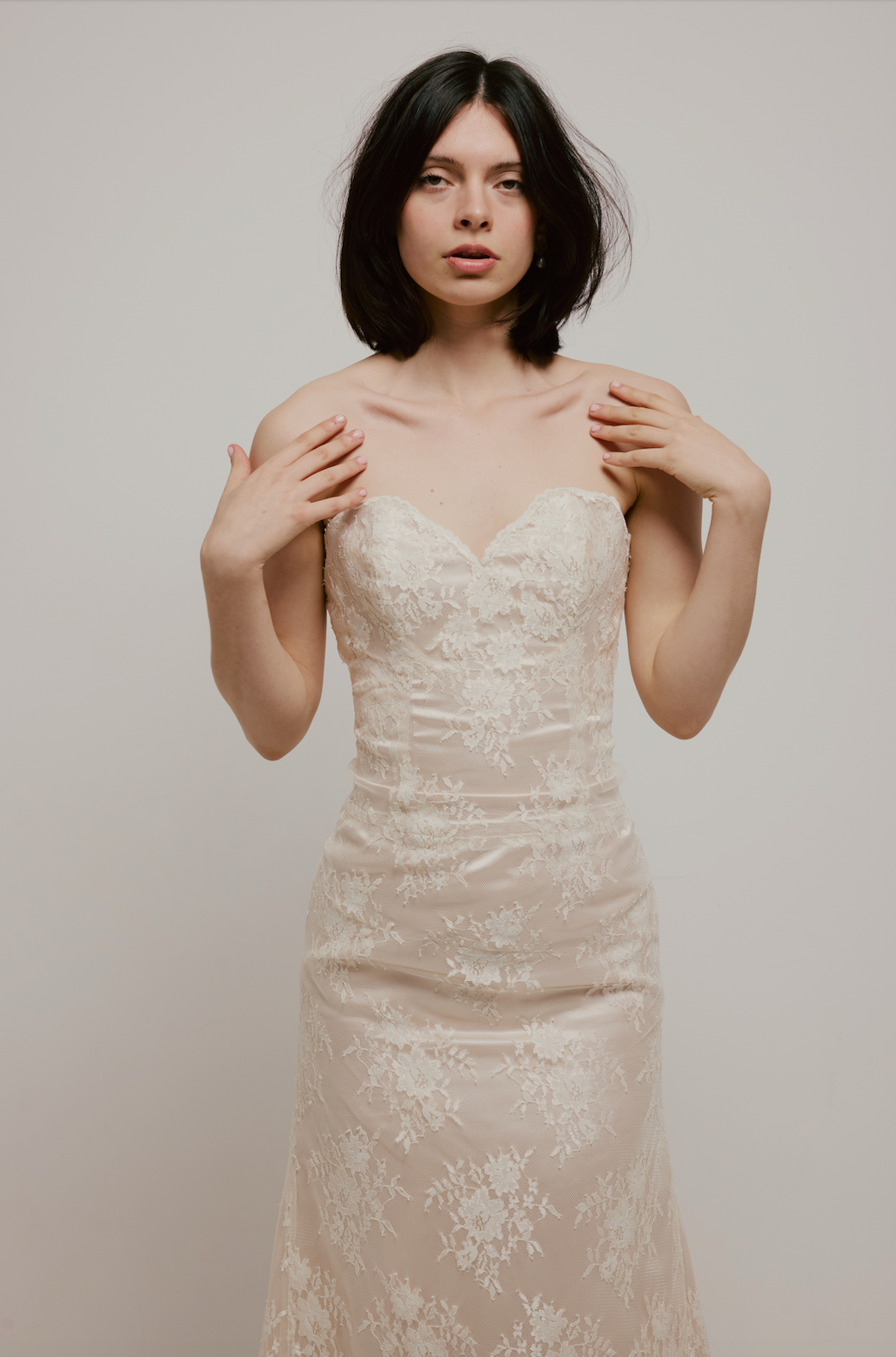 90s Lace Strapless Mermaid Dress