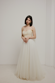90s Strapless Tulle Skirt Ballgown