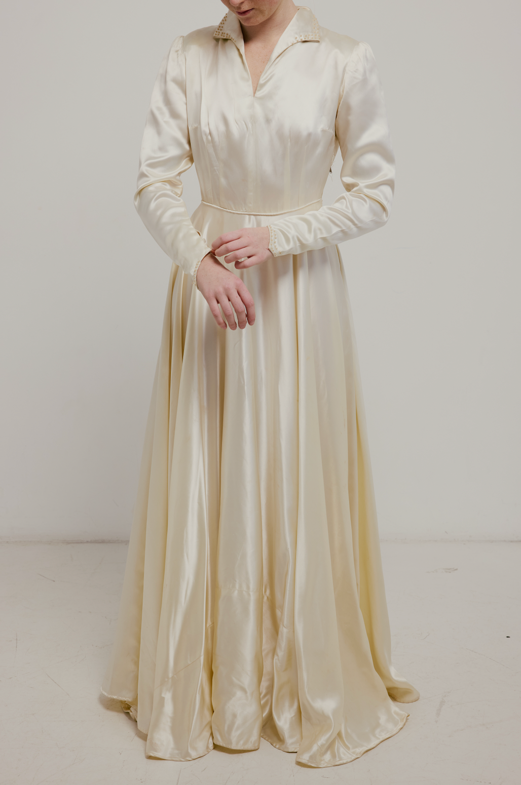 30s Liquid Silk Collared Dress