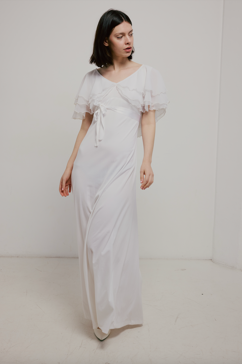 70s Tiered Butterfly Sleeve Dress