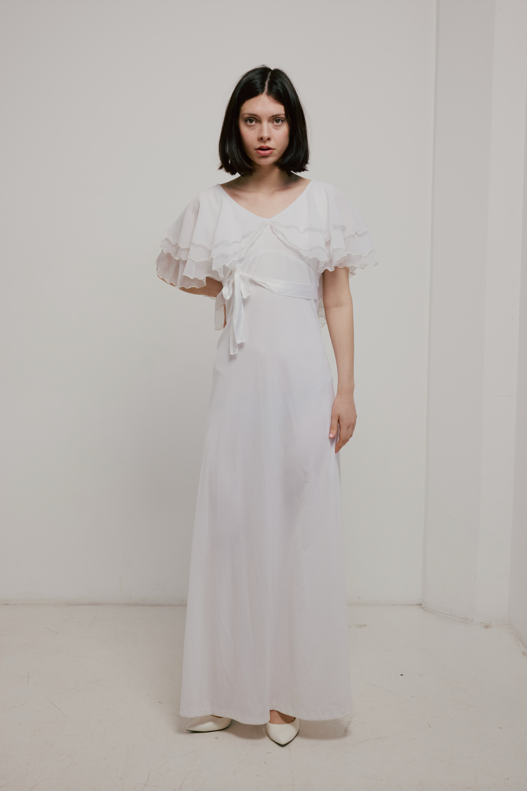 70s Tiered Butterfly Sleeve Dress