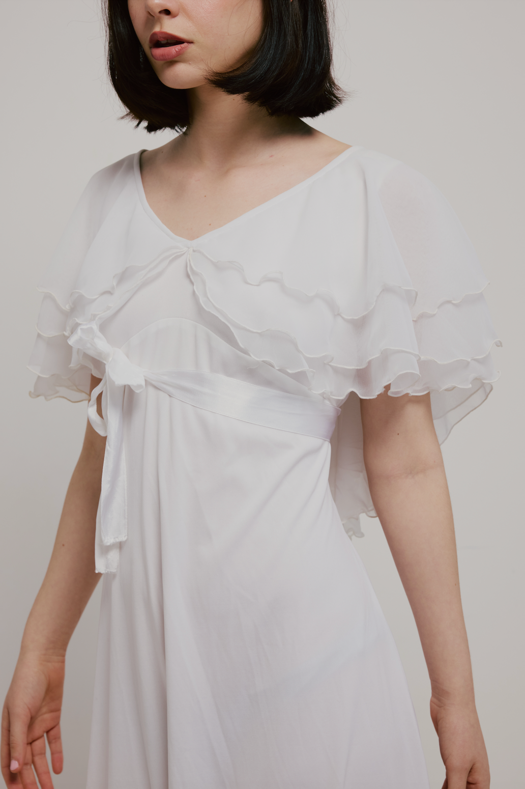 70s Tiered Butterfly Sleeve Dress